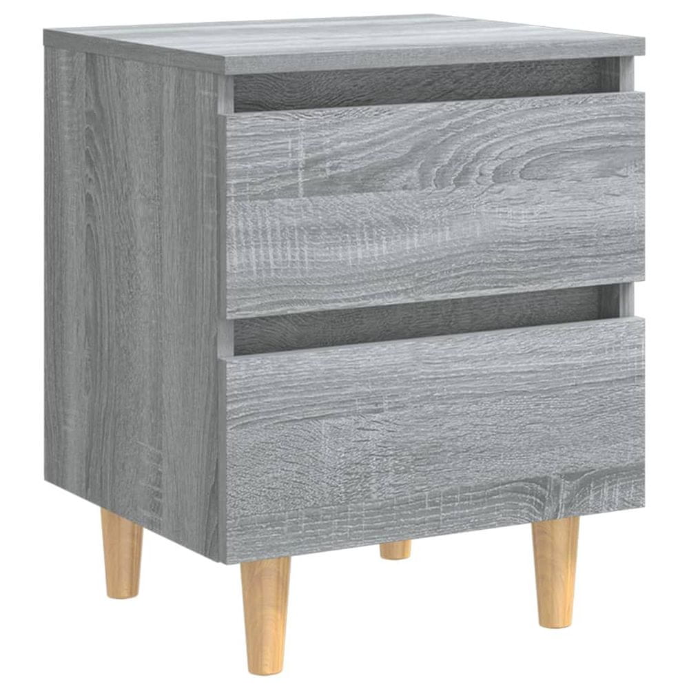 Vidaxl Nočný stolík s nohami z masívneho dreva sivý 40x35x50 cm